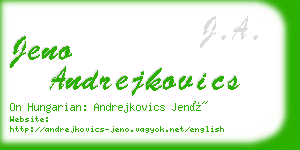 jeno andrejkovics business card